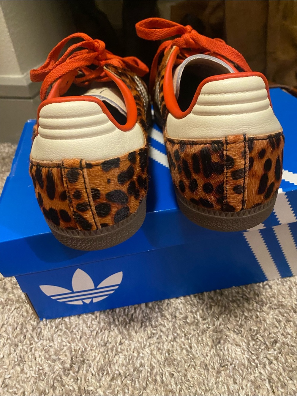 adidas Leopard Print Sneakers with Orange Laces - Picture 5 of 5